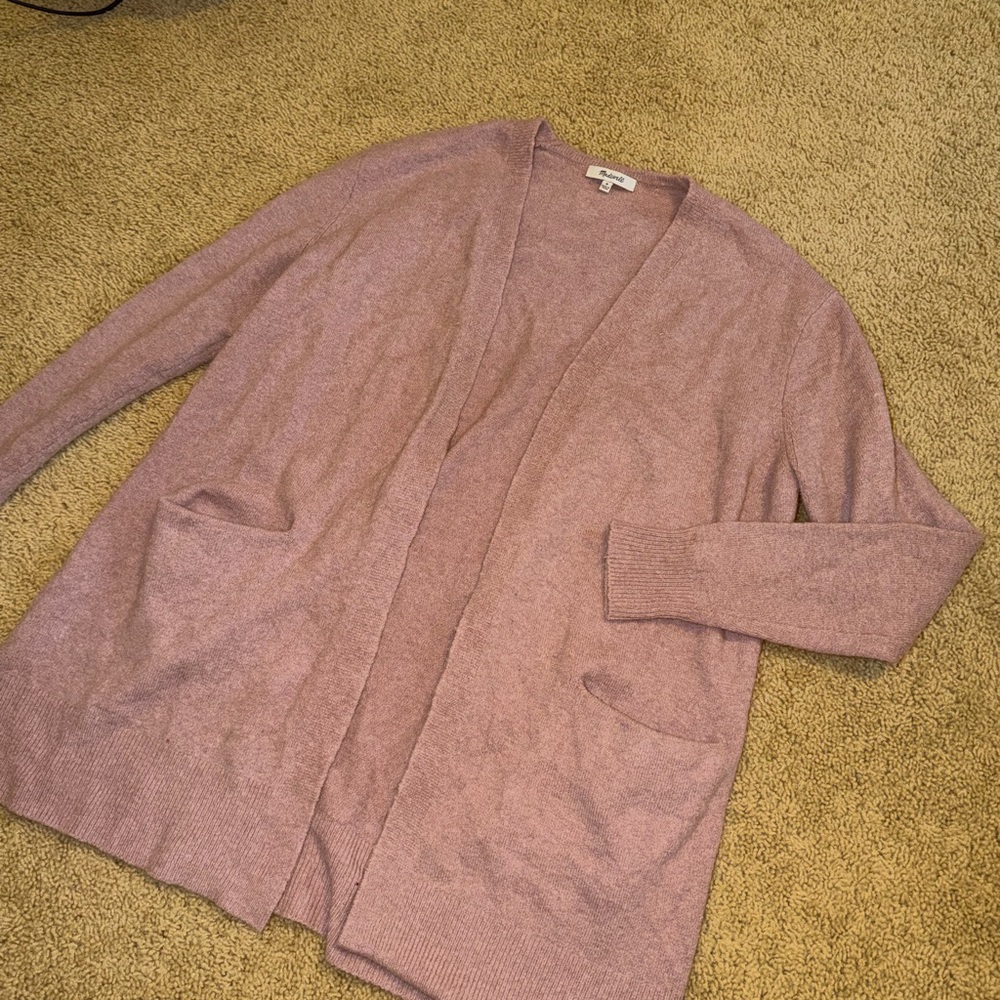 Madewell Mauve Cardigan Sweater with pockets